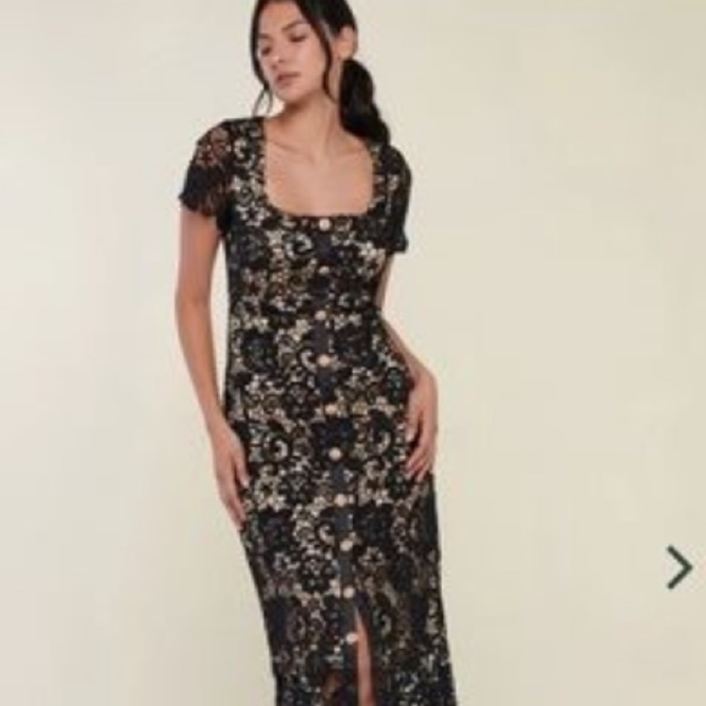 Rachel Parcell Black Lace Button Down Midi Dress, NWT - Picture 2 of 8